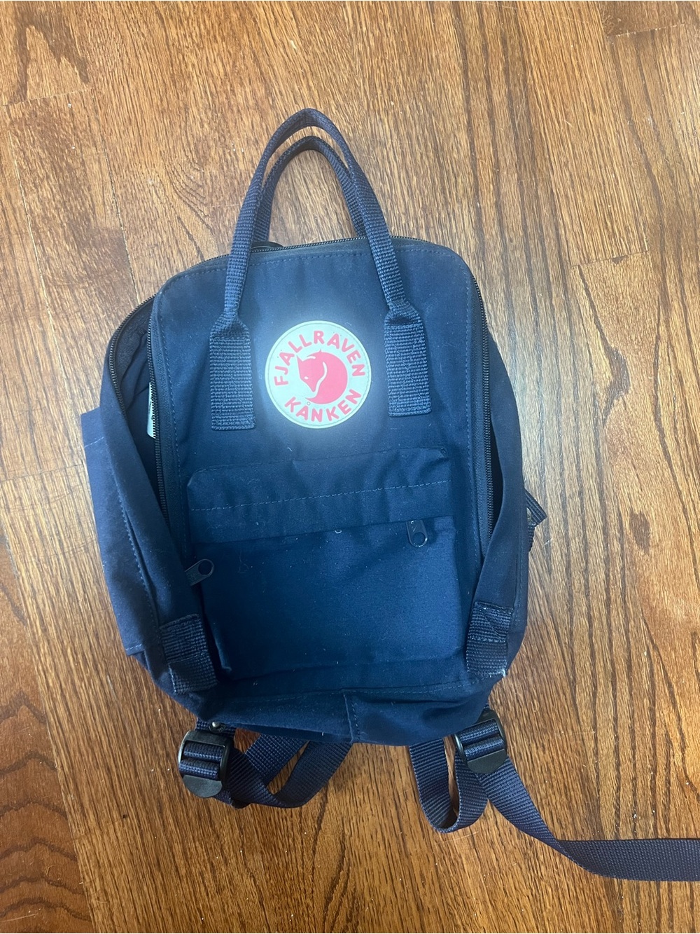 Fjallraven Kånken Mini Backpack - Dark Blue with Red Logo